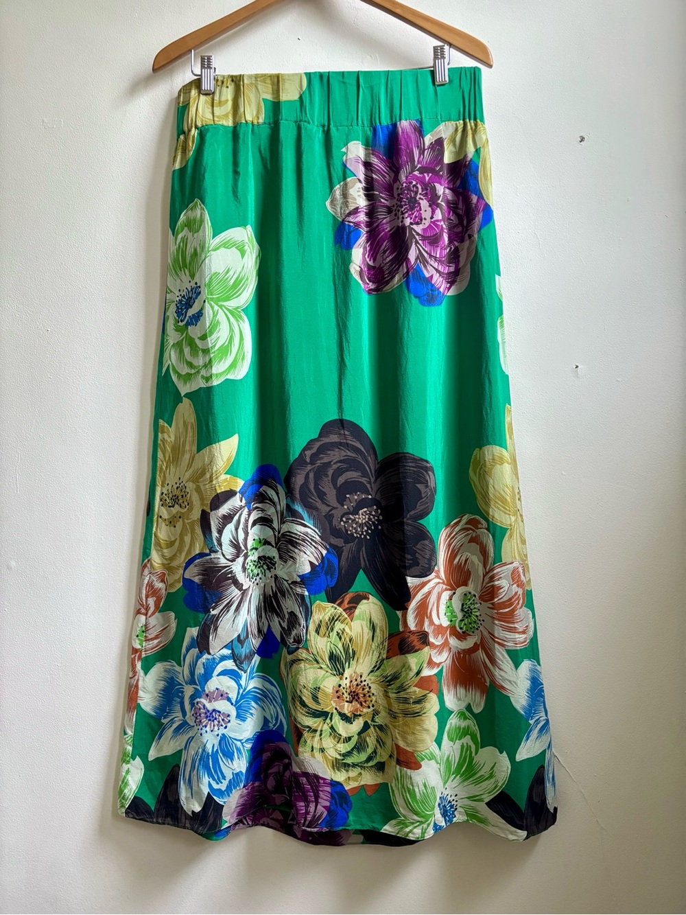 Floral green silk skirt Leifsdottir Anthro sz L